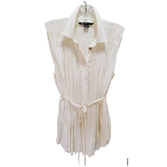 A/X Armani Exchange Sleeveless Button-down Shirt w Tie Waist - Size XS - Picture 1 of 5